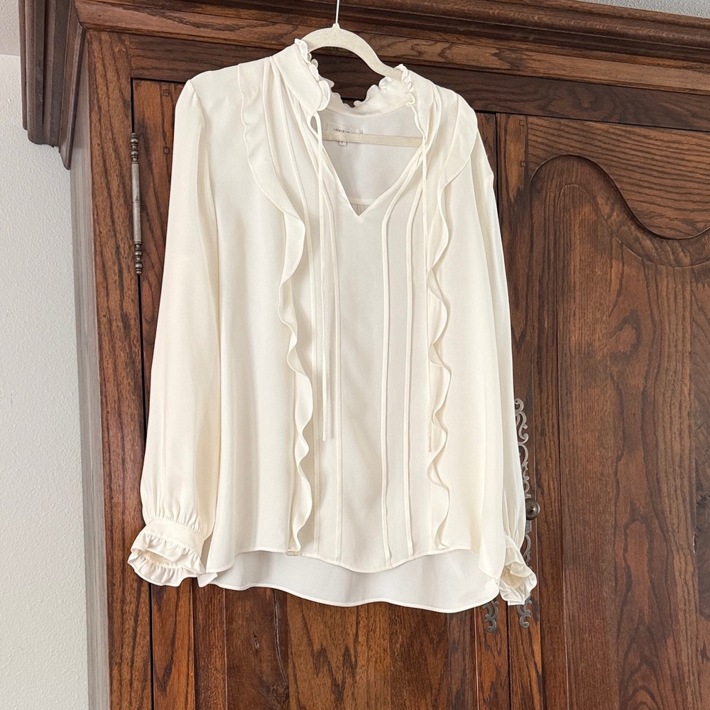 Lafayette 148 New York Harlan Long Sleeve Silk Georgette Blouse